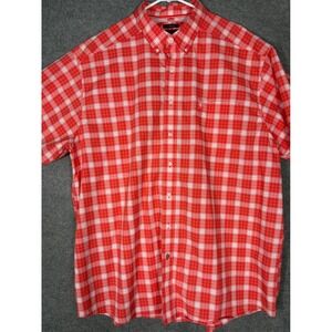 Ariat Pro Series Mens XXL Red White Plaid Short Sleeve Stretch Button Down Shirt